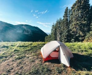 Tent on top of a mountain in Colorado