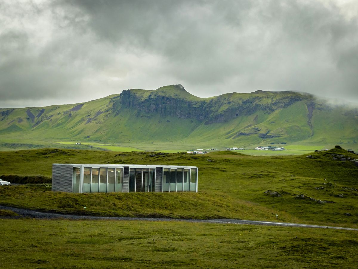 Hotel in Vik Iceland with green landscapes