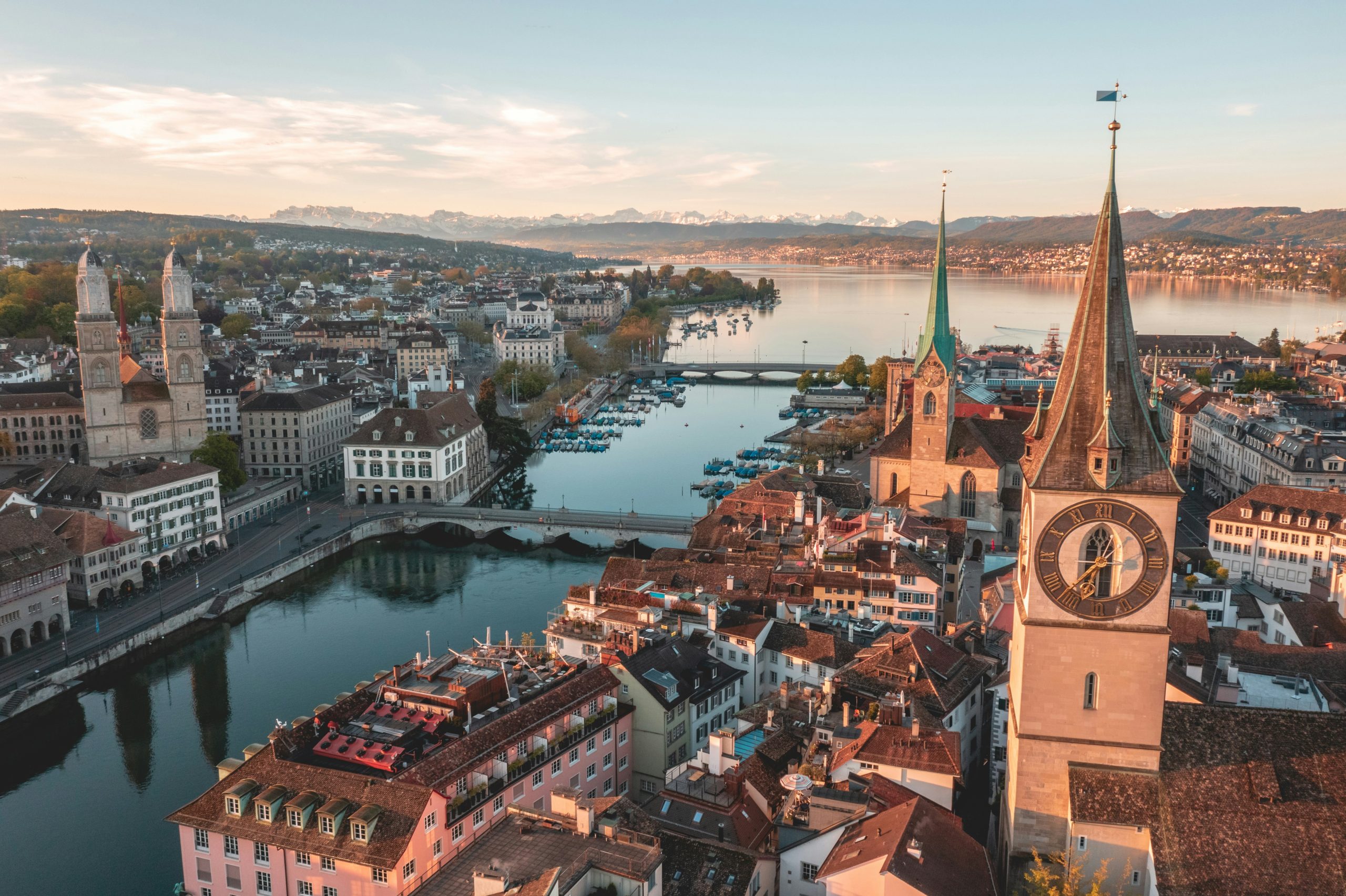 Birds eye view of Zurich on switzerland itinerary