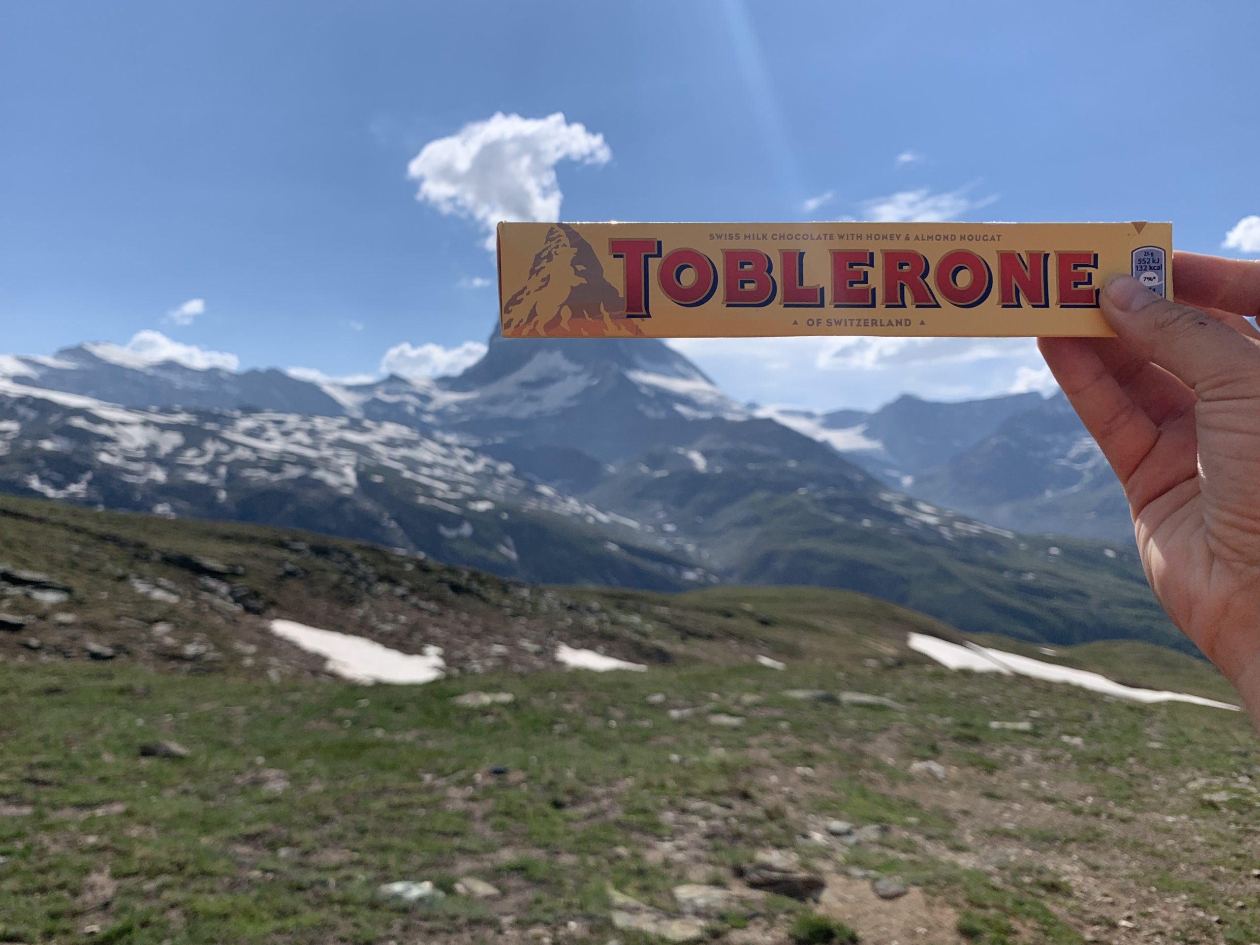 Toblerone chocolate in front of the matterhorn