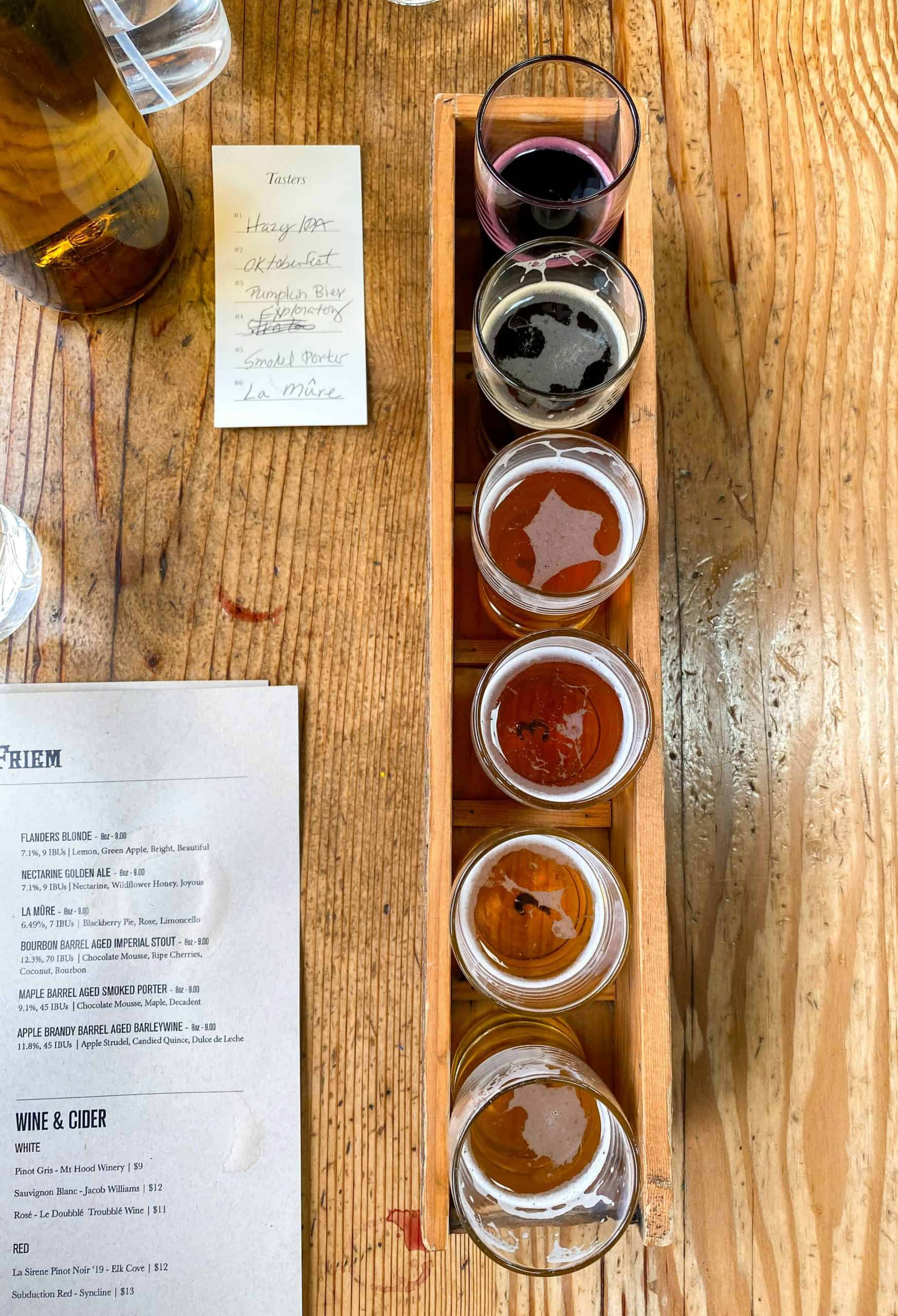 The beer scene is a big reason that people love Portland and the greater areas. This beer tasting tray is from one of the local breweries on Hood River, Oregon.