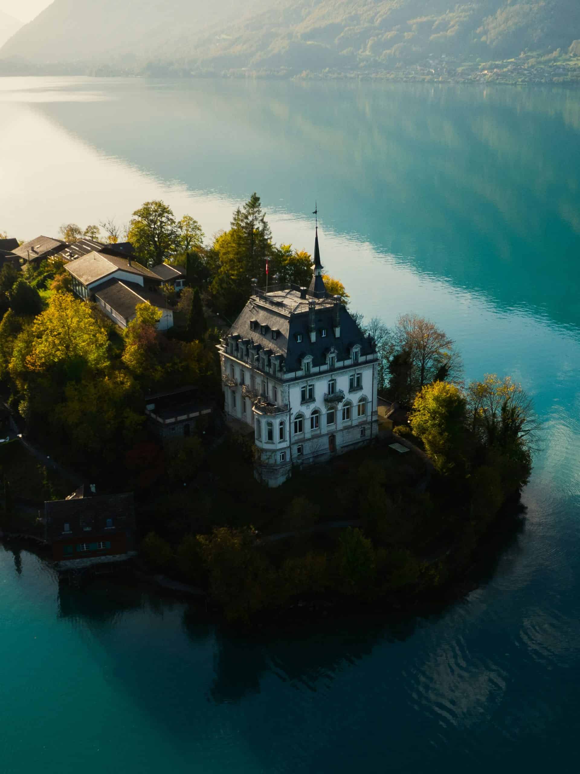 The stunning Iseltwald Castle. A hidden gem on the shores of Lake Brienz.