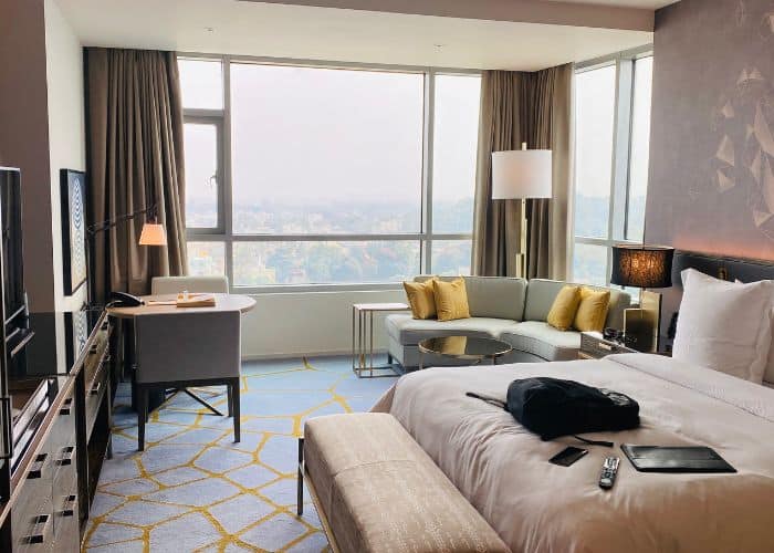 A beautiful hotel room of one of the Radisson hotels.