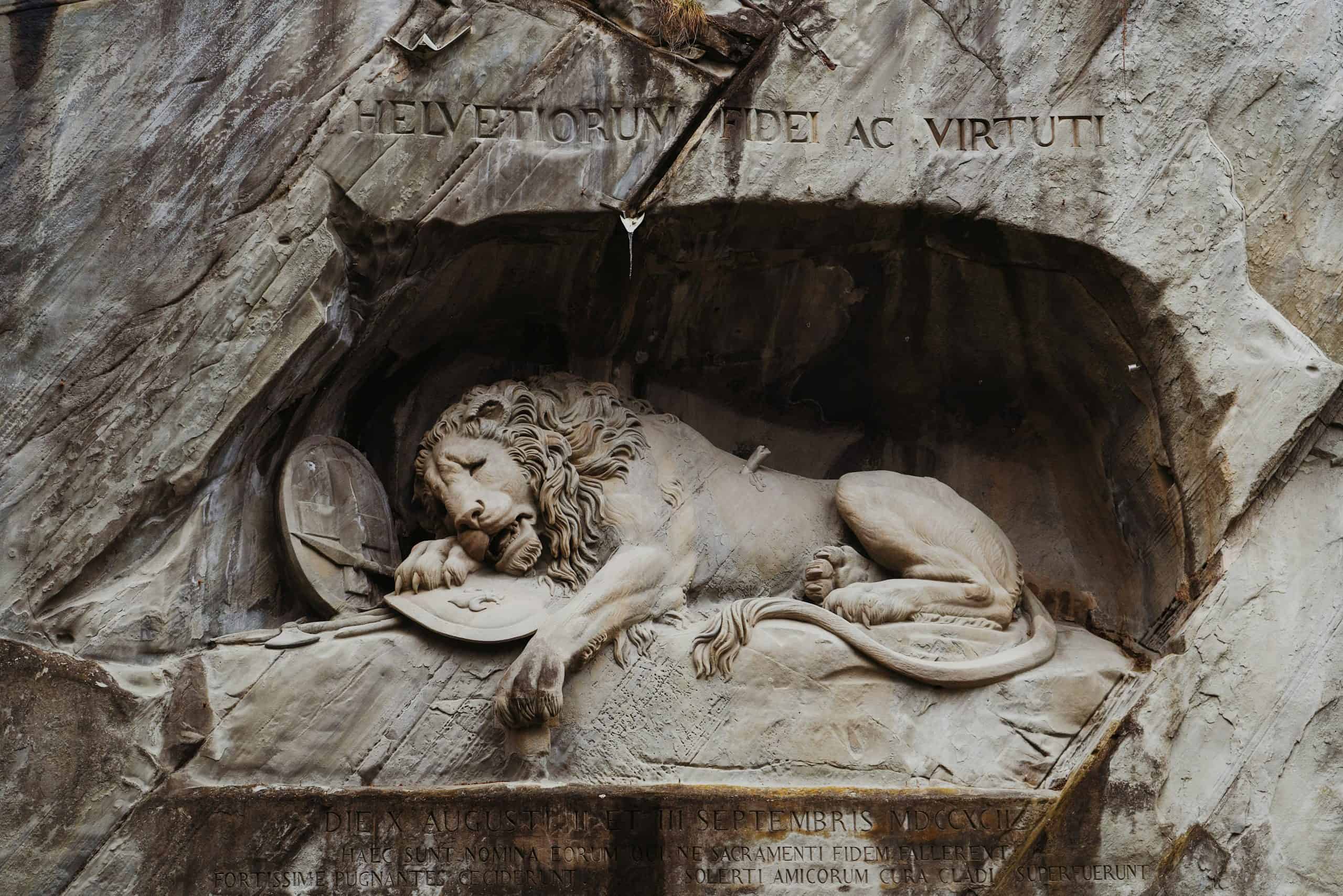 The famous Lion Monument in Lucerne, Switzerland. 