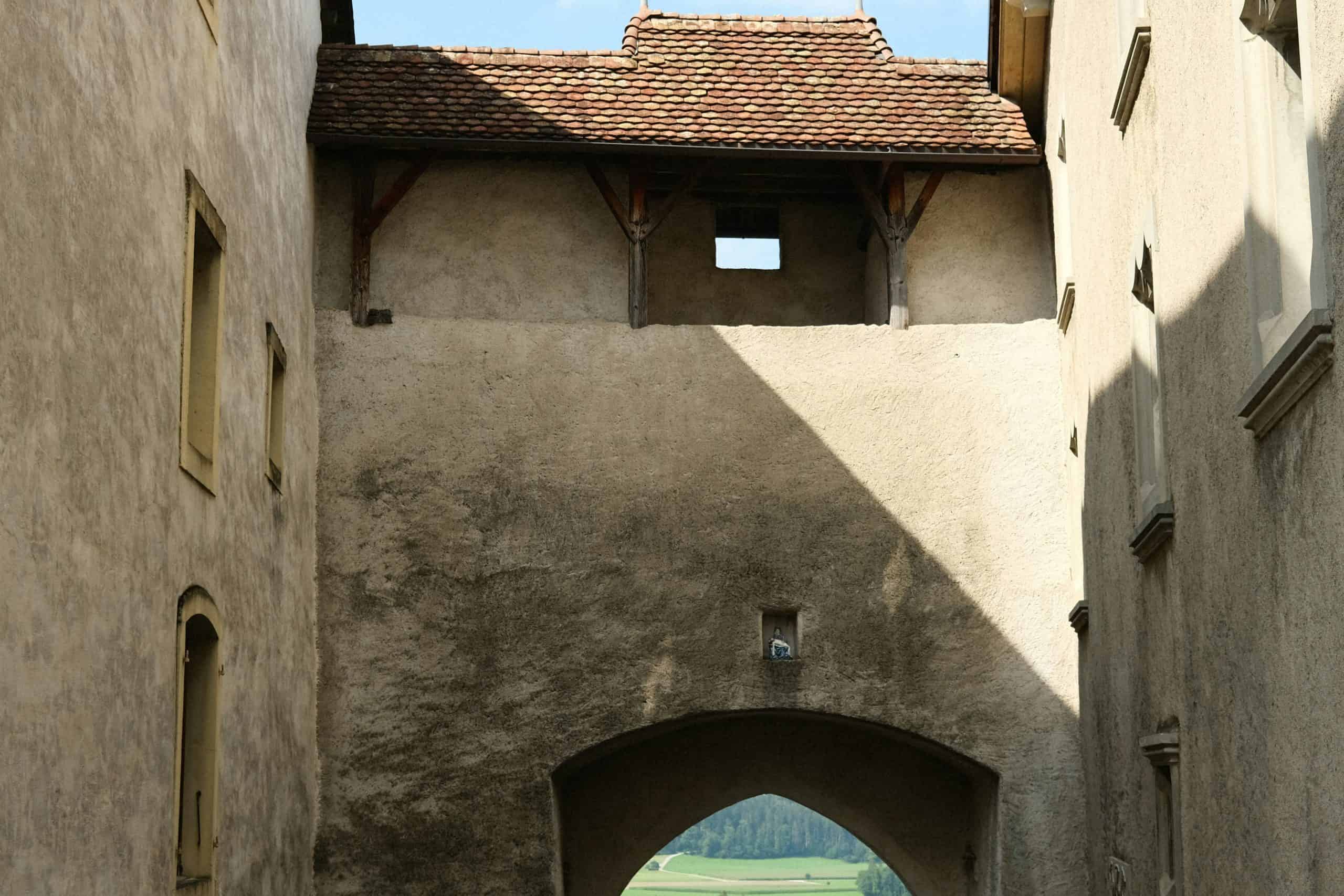 An entrance to Gruyères Castle. 