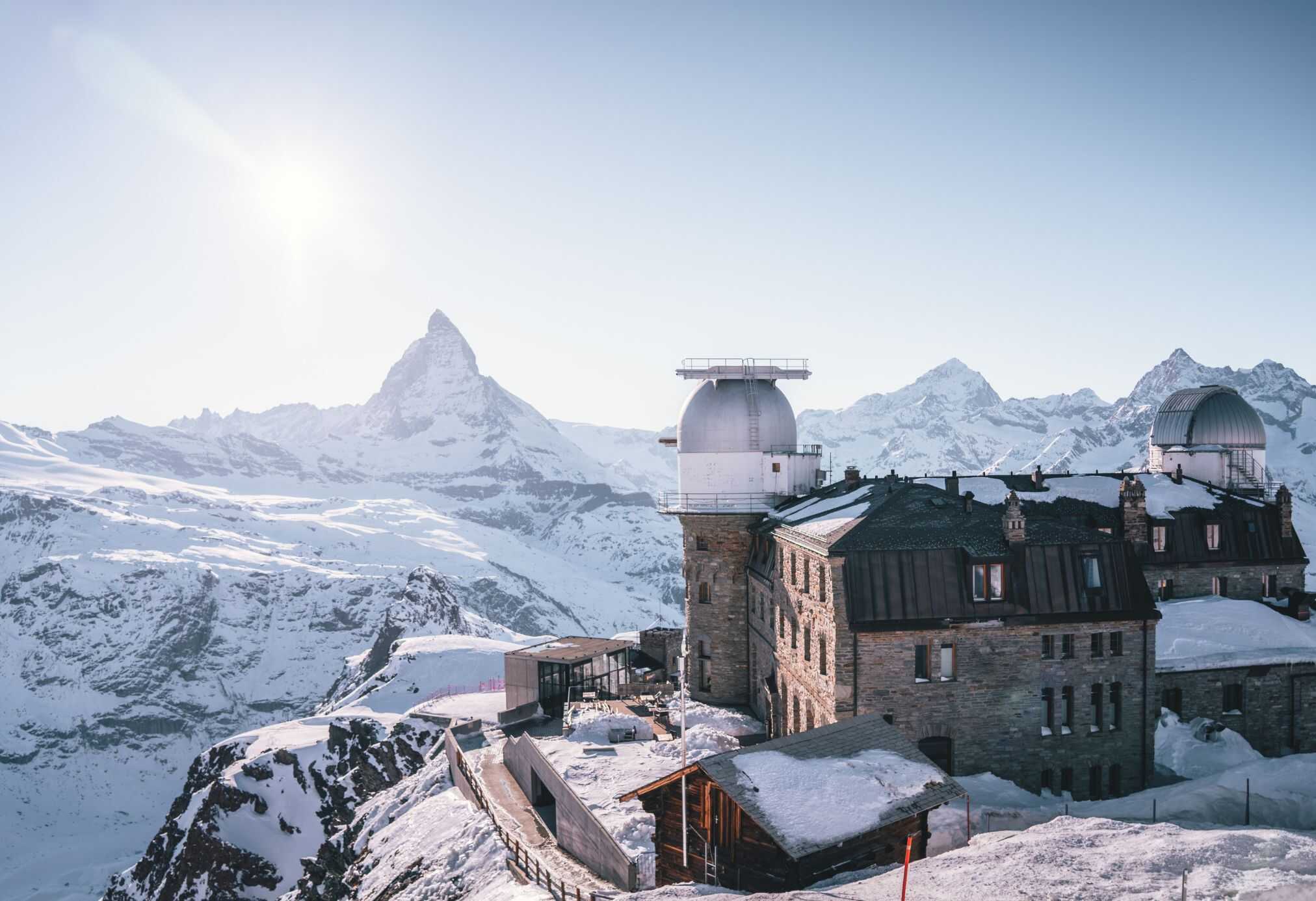 The Matterhorn in Zermatt is one of the most iconic views of the entire country. The observatory on top has gorgeous views of the mountain and surrounding peaks. Visiting Switzerland in the winter? This is a must!