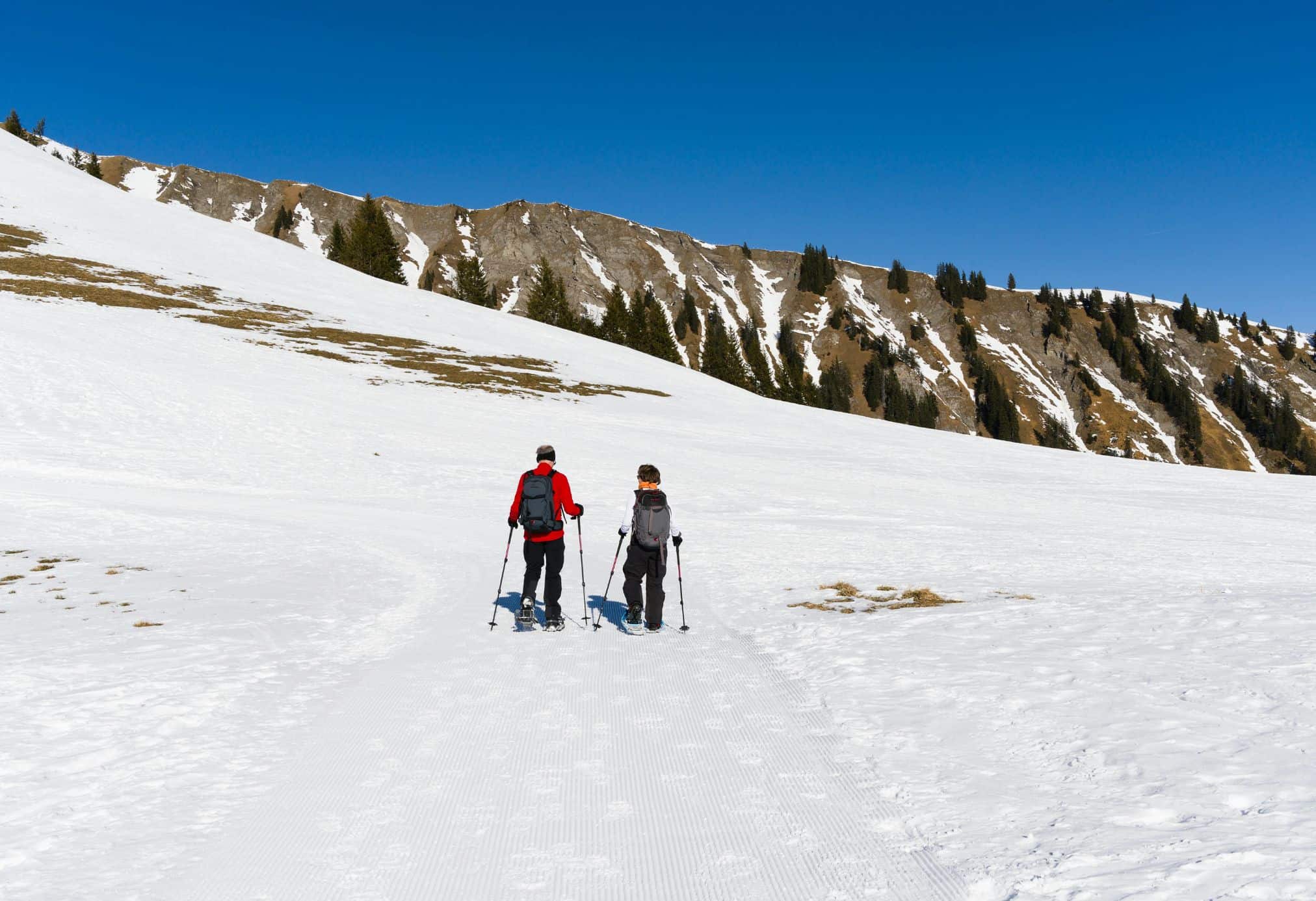 Snowshoeing is a popular pastime in Interlaken in the winter. There are options to go solo, or to do a guided tour.