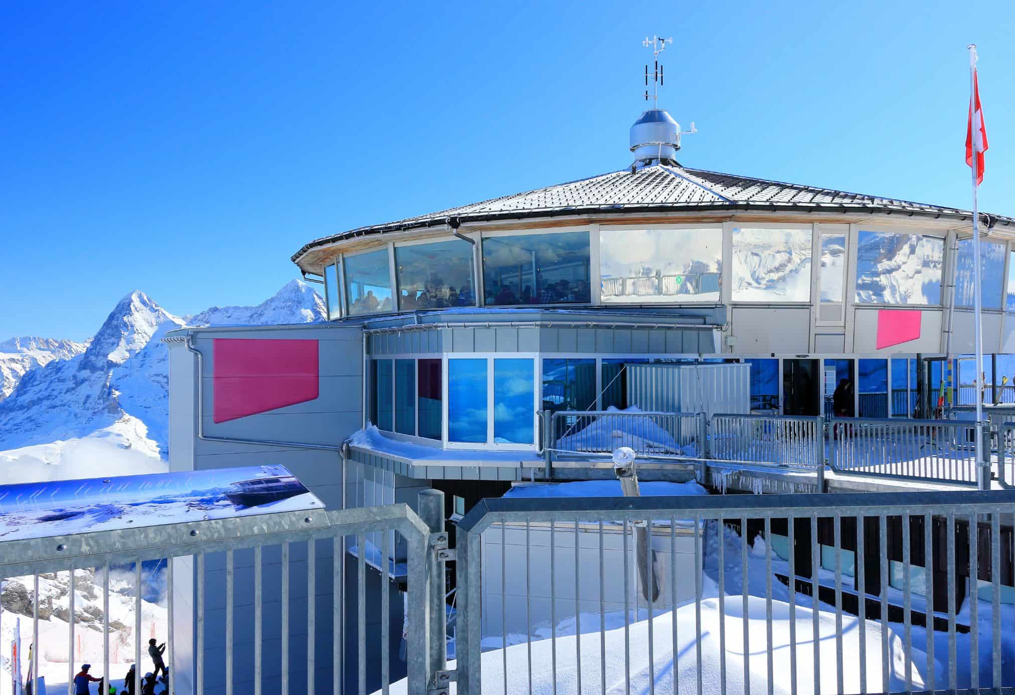 The Piz Gloria restaurant is one of the most beautiful places to grab a light bite and coffee while sitting and observing the epic mountain ranges.