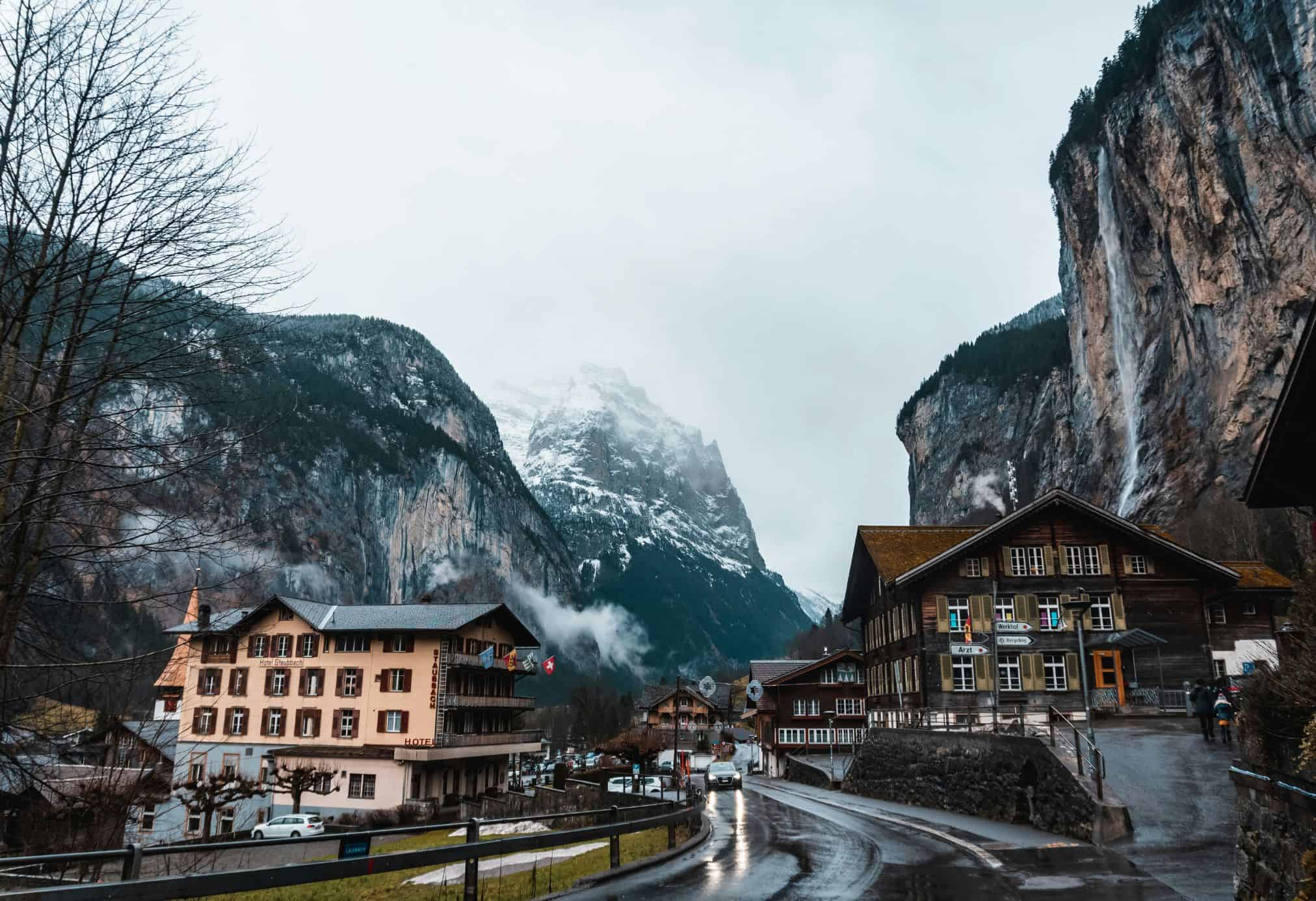 Staubbach Falls in Lauterbrunnen, Switzerland is one of the most iconic waterfalls in the world.