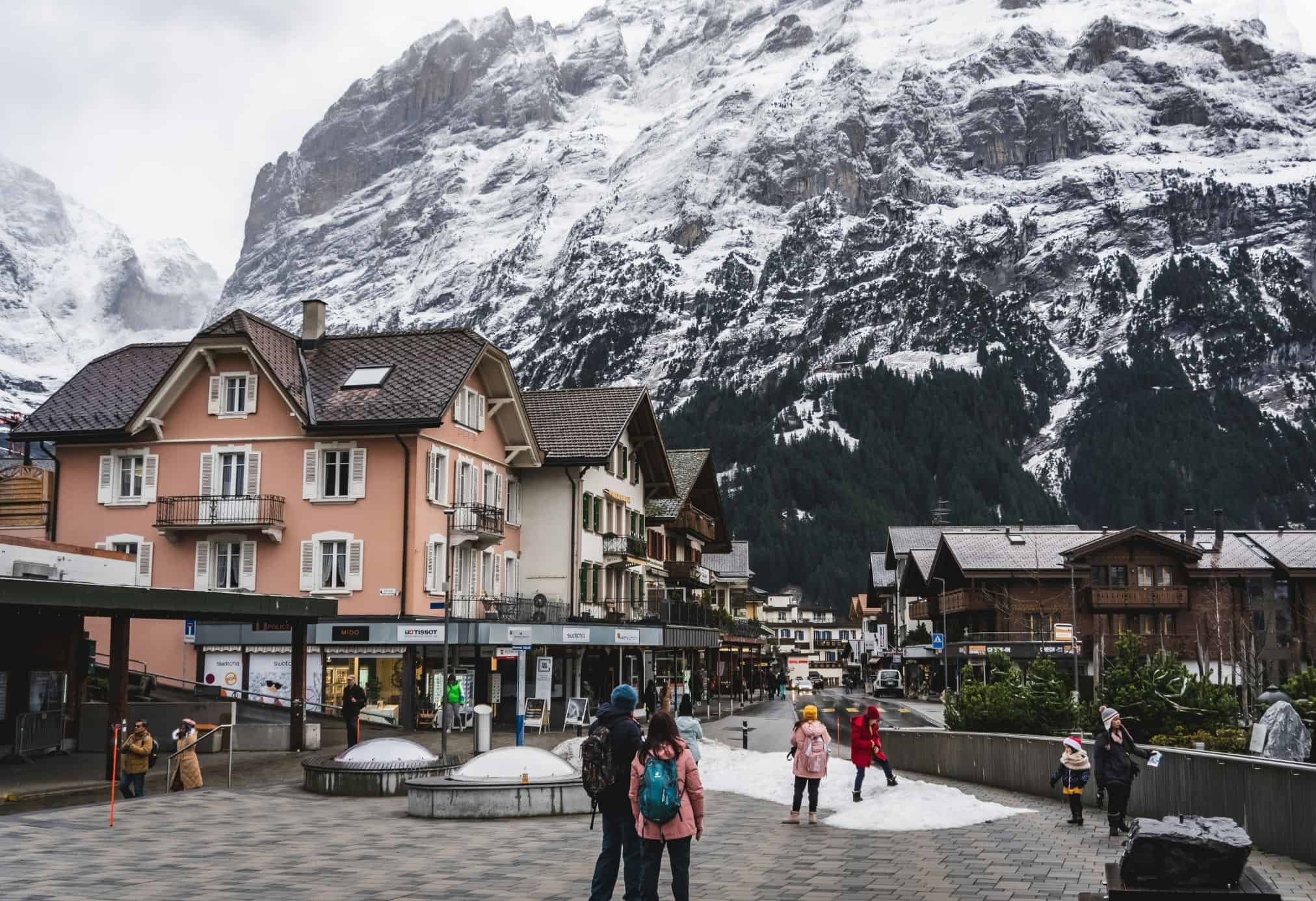Grindelwald, Switzerland is one of the small alpine towns that many visitors travel to while they are visiting Interlaken.