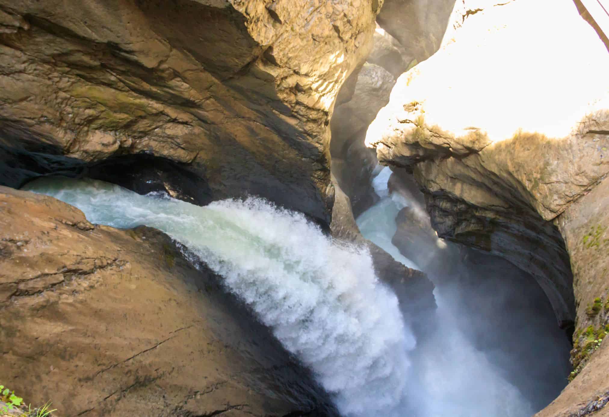 Hidden inside a mountain near Lauterbrunnen, these glacier-fed waterfalls thunder through caves and tunnels. Trümmelbach Falls are Europe’s largest underground waterfalls.