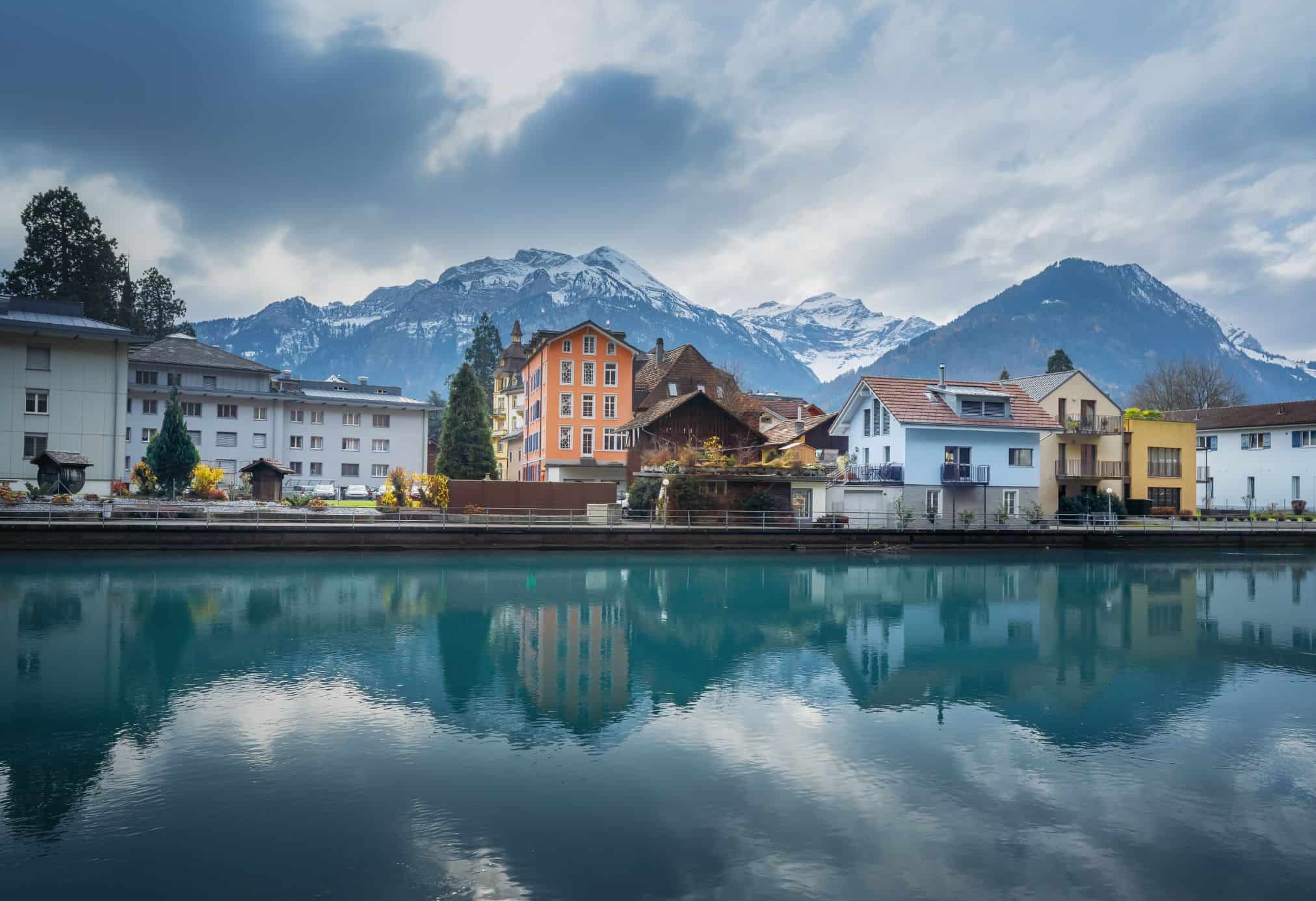 Interlaken in the winter gives moody vibes and it's one of the best places to visit in Switzerland.
